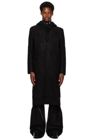 Black Fogpocket Lido Coat by Rick Owens on Sale