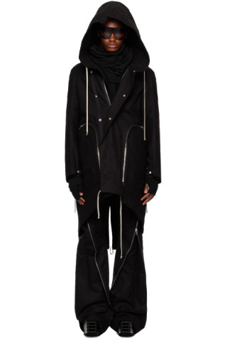 Rick Owens - Black Bauhaus Fishtail Coat