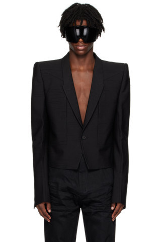 Rick Owens: ブラック Fogpocket Neue Alice テーラード Rick Owens: ブラック Fogpocket Neue Alice テーラード