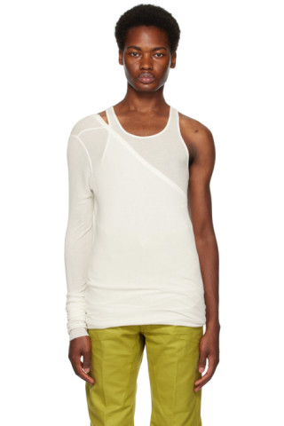 White Ziggy Banana Tank Top by Rick Owens on Sale