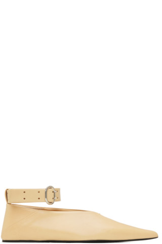 ジルサンダー　ベージュ　ピンバックル　ローファー Jil Sander: ベージュ ピンバックル ローファー | SSENSE 日本