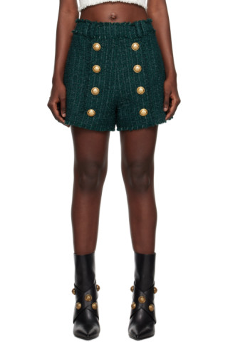 【関税込み】Balmain グリーン フリンジ ショートパンツ Balmainのグリーン フリンジ ショートパンツがセール中