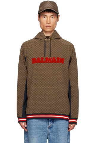 Balmain Brown Mini Monogram Hoodie