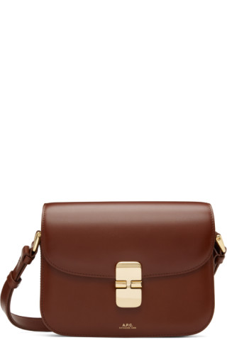 Grace Small Leather Shoulder Bag in Brown - A P C