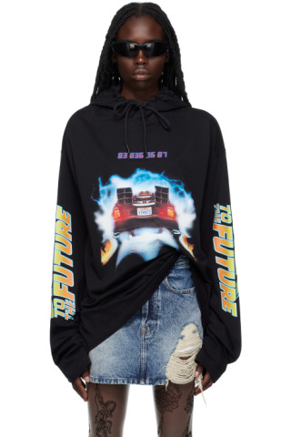 VTMNTS: Black 'Back To The Future' Hoodie | SSENSE