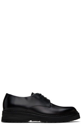 Black Embossed Derbys by Giorgio Armani on Sale