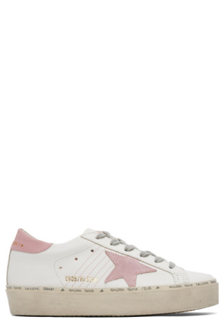 Golden Goose: White & Pink Hi Star Sneakers | SSENSE Canada