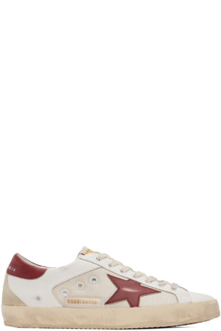 White & Beige Super-Star Double Quarter Sneakers by Golden Goose on Sale