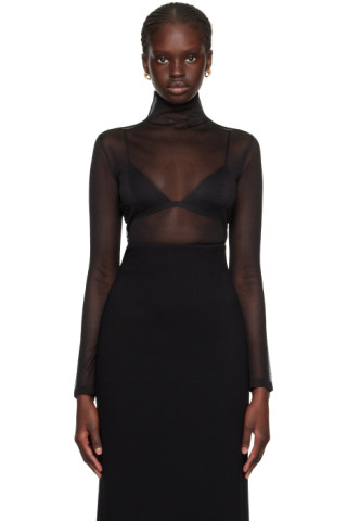 Black Turtleneck Bodysuit by Ferragamo on Sale