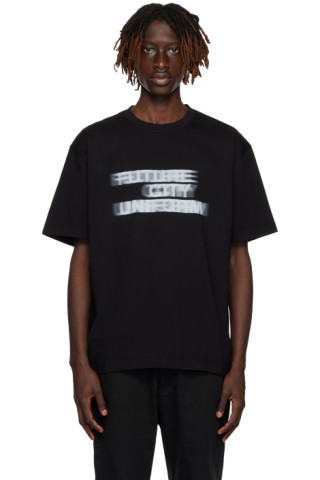 C2H4: Black 'Future City Uniform' T-Shirt | SSENSE