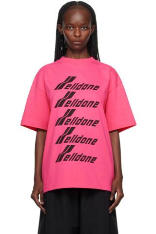 Pink Printed T-Shirt by We11done on Sale