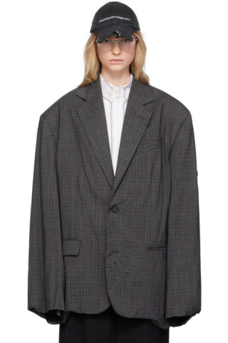 Balenciaga: Gray Skater Tailored Blazer | SSENSE Balenciaga: Gray Skater Tailored Blazer | SSENSE