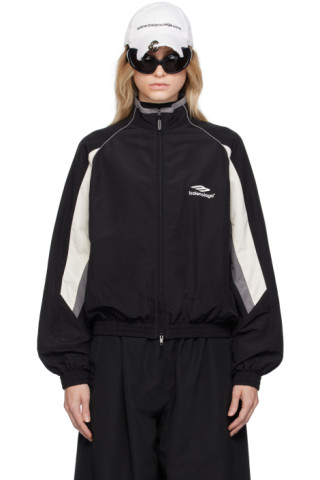 Balenciaga: ブラック 3B Sports Icon トラックジャケット | SSENSE