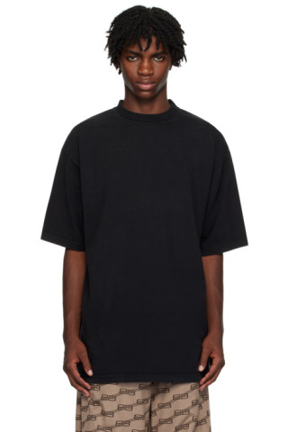【関税込み】Balenciaga ブラック ラインストーン Tシャツ Balenciaga: ブラック ラインストーン Tシャツ | SSENSE 日本