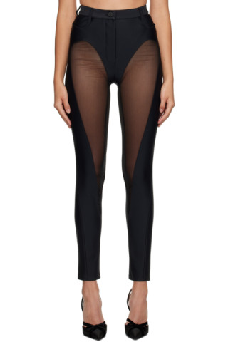 Black Cutout Leggings by Mugler on Sale