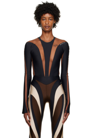 MUGLER Illusion stretch-jersey and tulle bodysuit