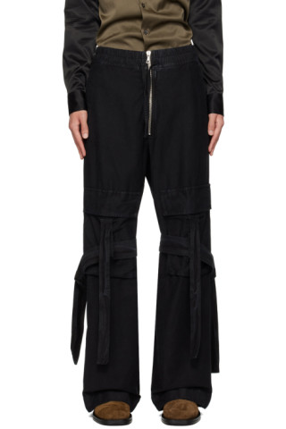 Dries Van Noten: Black Loose Strap Trousers | SSENSE