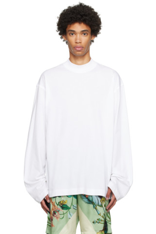 DRIES VAN NOTEN ホワイト サスペンダー White Mock Neck Sweater by Dries Van Noten on Sale