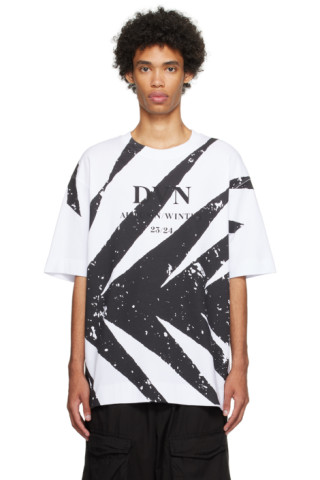 White Screen Print T-Shirt by Dries Van Noten on Sale