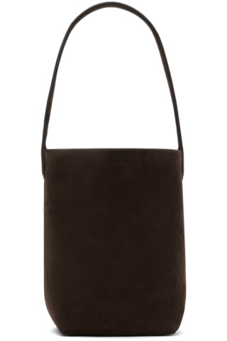 The Row Park Small Textured-leather Tote In Brown