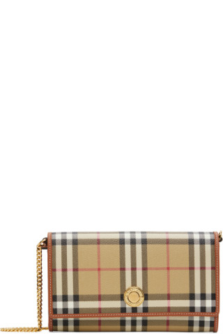 Burberry Hannah Check Canvas Chain Shoulder Bag