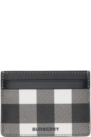 Burberry: Black & White Check Card Holder