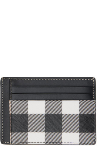 Burberry: Black & White Check Card Holder