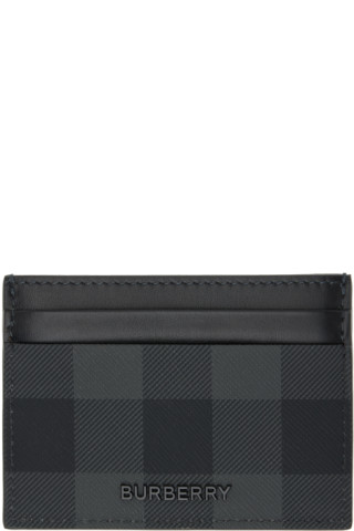 Burberry Gray Leather Zig Wallet in Black for Men