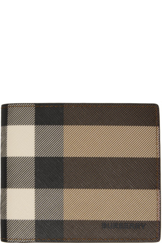 Burberry Check And Two-tone Leather Card Case In Dark Birch Brown
