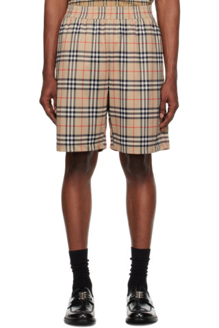 Burberry: Beige Vintage Check Shorts | SSENSE