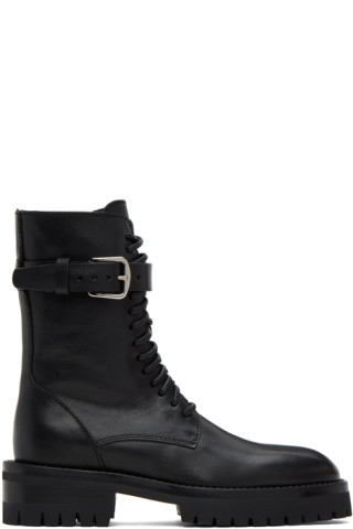 Black Cisse Combat Boots by Ann Demeulemeester on Sale