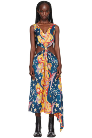 【MARNI】NO VACANCY INN LONG SLEEVELESS DRESS Multicolor No Vacancy Inn Edition Midi Dress by Marni on Sale