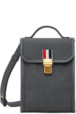 Gray Crossbody Phone Holder by Thom Browne on Sale