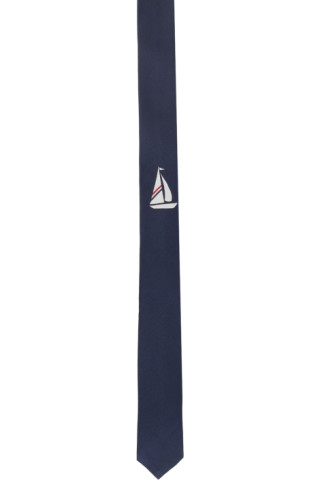 Navy Sailboat Tie by Thom Browne on Sale