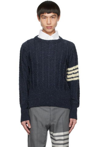 Blue 4-Bar Sweater by Thom Browne on Sale