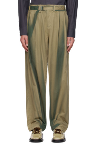 Khaki Sun-Bleached Trousers by JiyongKim on Sale