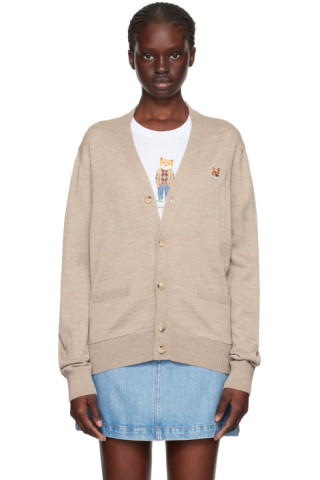 Maison Kitsuné: Beige Fox Head Cardigan | SSENSE