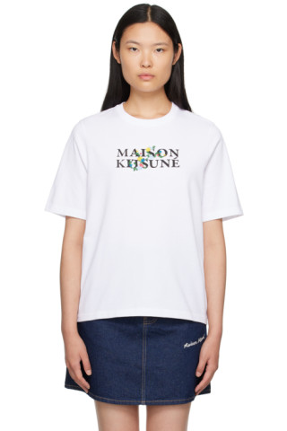 White Flowers T-Shirt by Maison Kitsuné on Sale