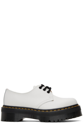 White 1461 Smooth Platform Derbys by Dr. Martens on Sale