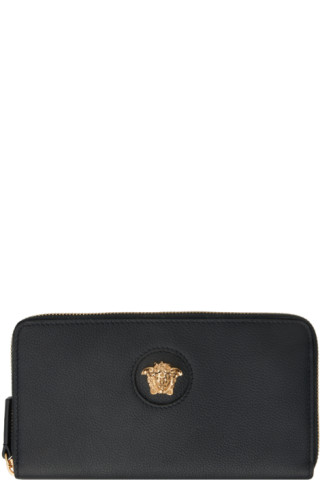 Medusa Leather Coin Purse in Black - Versace