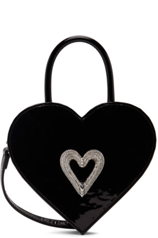 MACH & MACH: Black Mini Triple Heart Bag | SSENSE