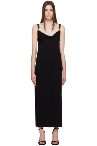 Versace Cowl-Neck Medusa-Strap Jersey Midi Dress