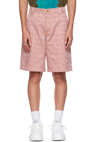 Versace Allover bow-embellished shorts - Pink