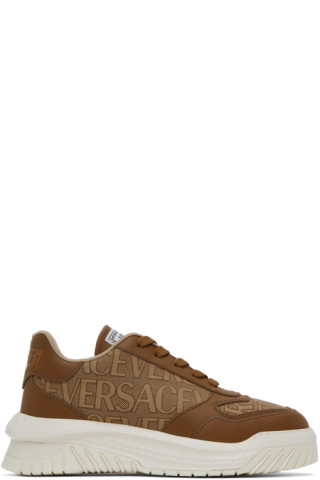 Brown Odissea Sneakers by Versace on Sale