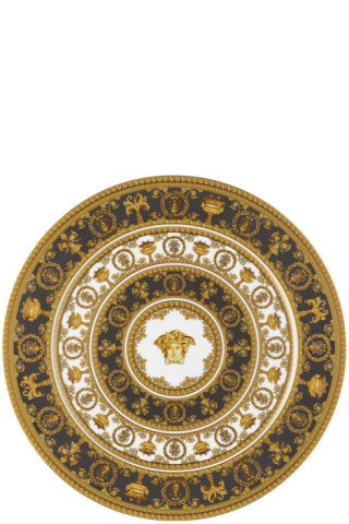 Versace Service Plate La Greca Signature Black | Versace Plate