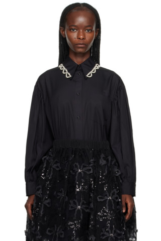 Black Classic Puff Sleeve Shirt by Simone Rocha on Sale