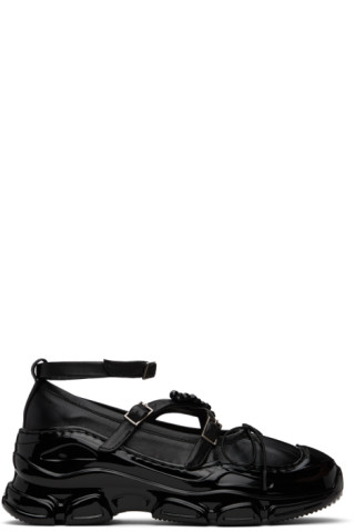 Simone Rocha: Black Criss-Cross Trek Ballerina Flats | SSENSE