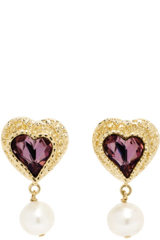 safsafu Gold Eden Love Earrings パールピアスグリーン素材