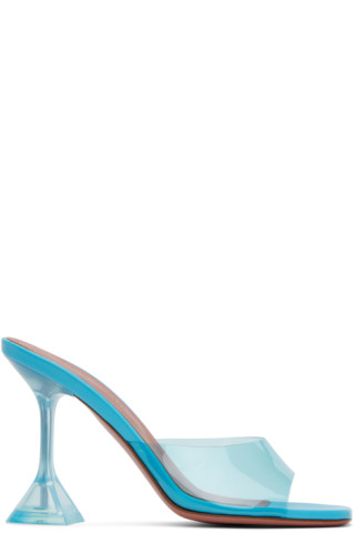 AMINA MUADDI 'lupita' Transparent Glass Heeled Sandals Women Shoes Heels  Mules 'lupita' Transparent Glass Heeled Sandals in Metallic