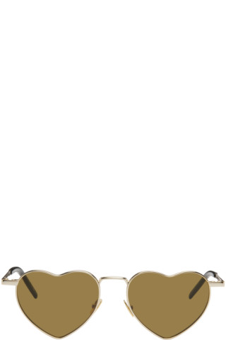 SL 301 Loulou Heart Shaped Sunglasses in Gold - Saint Laurent